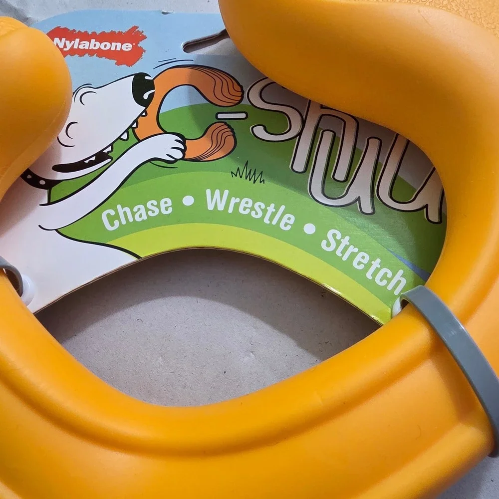 Nylabone C-shuu Dog Toy Orange Stretchy Interactive Chase Wrestle Stretch Toy